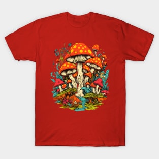 Psychedelic World Sketches Magic Shrooms T-Shirt